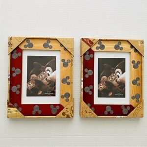NEW 2 Disney Parks Mickey Mouse two tone wooden 4x6” picture frames